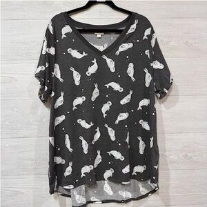 New 3XL LuLaRoe Christy Tee - Seal Print